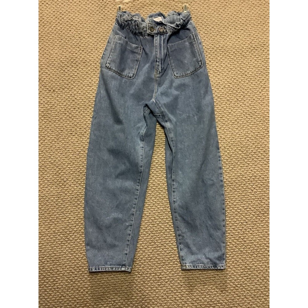 SOLD - ZARA BAGGY PAPERBAG JEANS | Slash Pockets | Size 6 - Picture 3 of 12